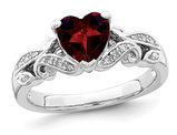 Natural Garnet Promise Heart Ring 1.25 Carat (ctw) in Sterling Silver
